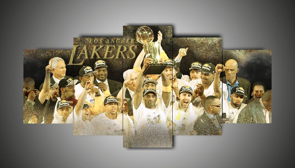 Los Angeles Lakers Basketball Team - Sport 5 Panel Canvas Art Wall Decor Los Angeles Lakers Basketball Team - Sport 5 Panel Canvas Art Wall Decor