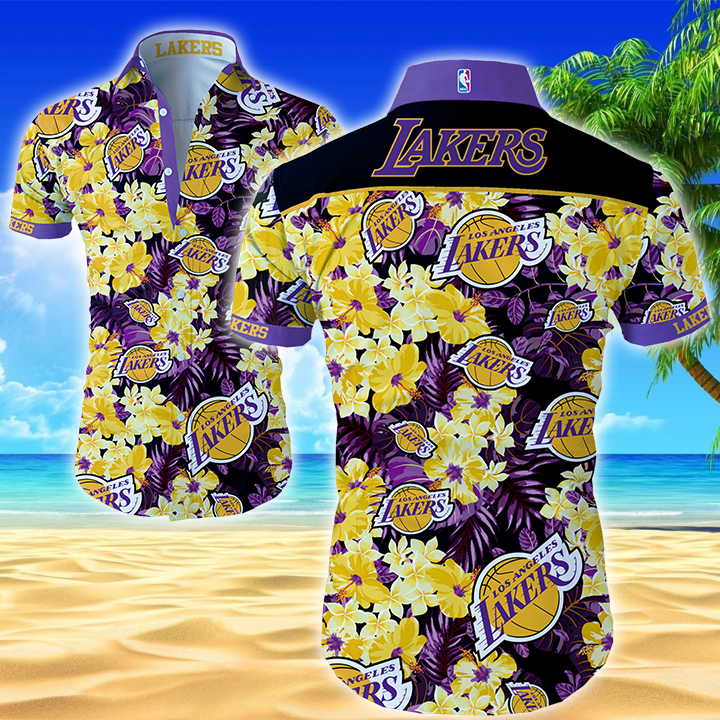 Los Angeles Lakers Hawaiian Shirt Summer Button Up Los Angeles Lakers Hawaiian Shirt Summer Button Up