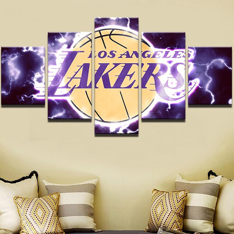 Los Angeles Lakers Logo Basketball NBA Sport - 5 Panel Canvas Art Wall Decor Los Angeles Lakers Logo Basketball NBA Sport - 5 Panel Canvas Art Wall Decor