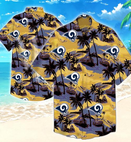 Los Angeles Rams Coconut Tree Hawaiian Shirt Summer Button Up Los Angeles Rams Coconut Tree Hawaiian Shirt Summer Button Up