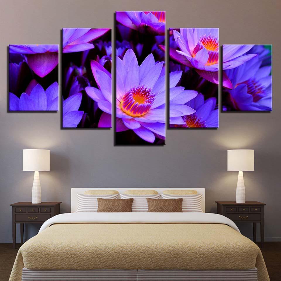 Lotus 1 - Nature 5 Panel Canvas Art Wall Decor Lotus 1 - Nature 5 Panel Canvas Art Wall Decor
