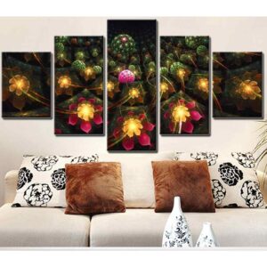 Lotus 5 - Nature 5 Panel Canvas Art Wall Decor
