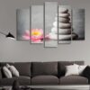 Lotus Beside The Rocks - Abstract 5 Panel Canvas Art Wall Decor