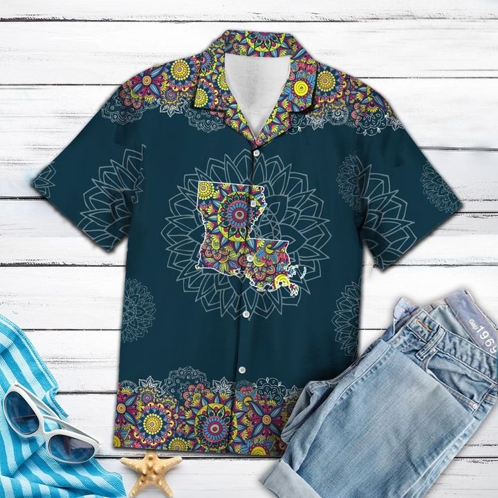 Louisiana Mandala Hawaiian Shirt Summer Button Up Louisiana Mandala Hawaiian Shirt Summer Button Up