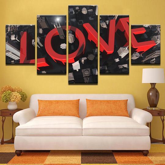 Love 1 - Abstract 5 Panel Canvas Art Wall Decor Love 1 - Abstract 5 Panel Canvas Art Wall Decor