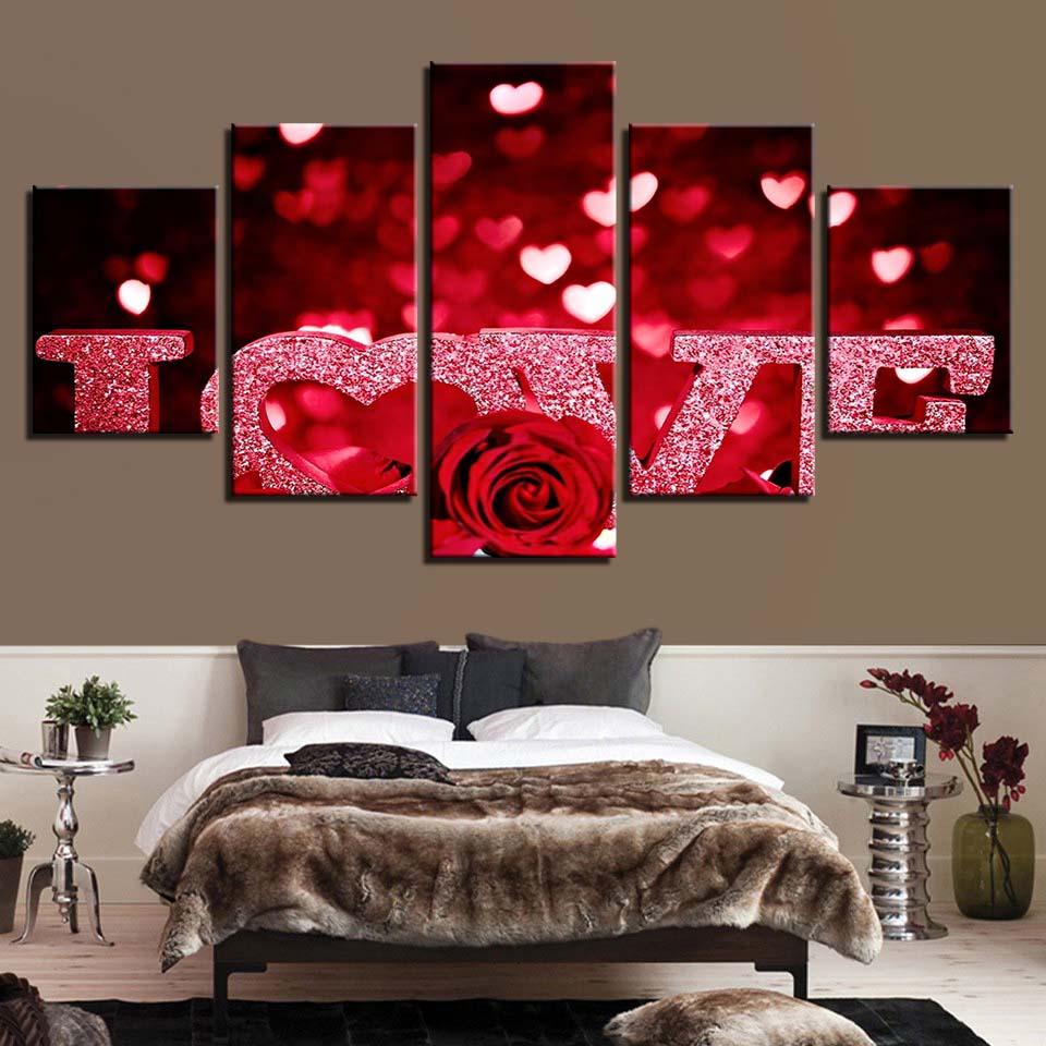 Love 6 - Abstract 5 Panel Canvas Art Wall Decor Love 6 - Abstract 5 Panel Canvas Art Wall Decor
