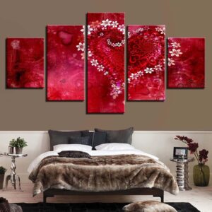Love 7 - Abstract 5 Panel Canvas Art Wall Decor