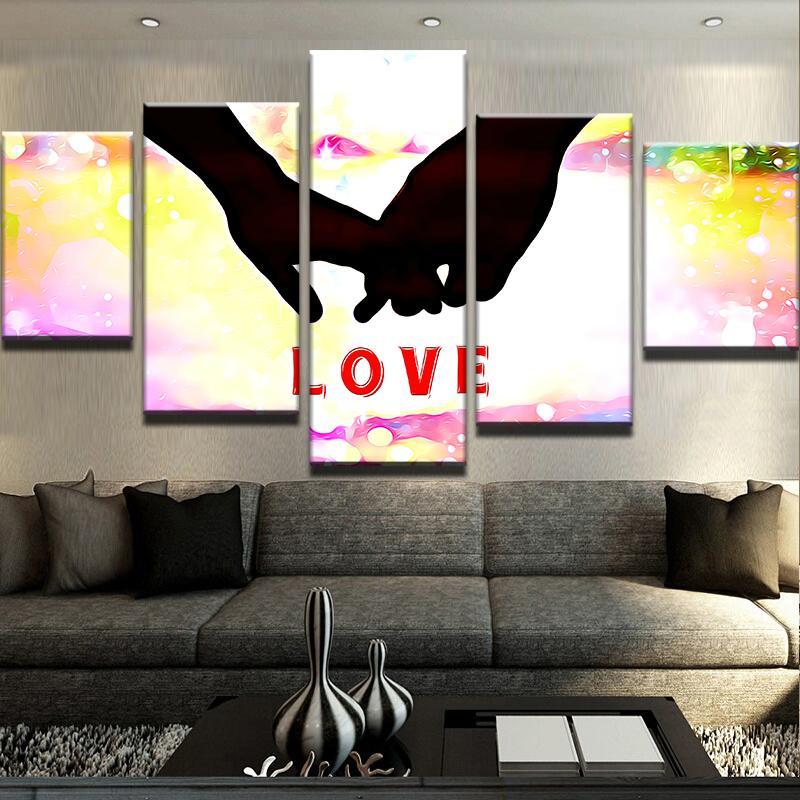Love Abstract - Abstract 5 Panel Canvas Art Wall Decor Love Abstract - Abstract 5 Panel Canvas Art Wall Decor