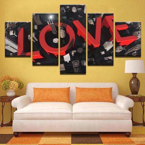 Love City - Abstract 5 Panel Canvas Art Wall Decor Love City - Abstract 5 Panel Canvas Art Wall Decor