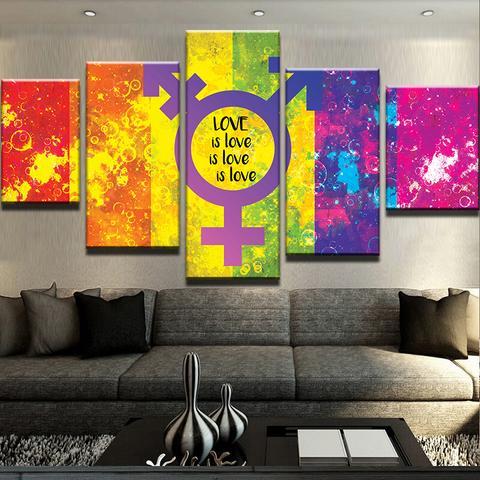Love Everywhere - Abstract 5 Panel Canvas Art Wall Decor Love Everywhere - Abstract 5 Panel Canvas Art Wall Decor