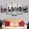 Love Flowers Barn Wood Style - Abstract 5 Panel Canvas Art Wall Decor