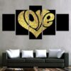 Love Gold - Abstract 5 Panel Canvas Art Wall Decor