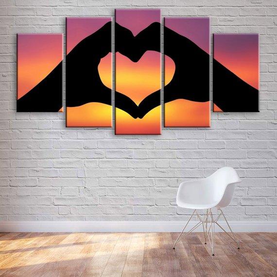 Love Heart Hands - Abstract 5 Panel Canvas Art Wall Decor Love Heart Hands - Abstract 5 Panel Canvas Art Wall Decor