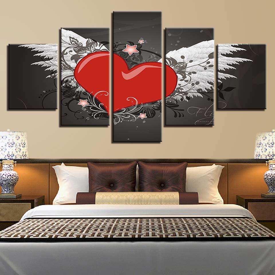 Love Heart Wings 2 - Nature 5 Panel Canvas Art Wall Decor Love Heart Wings 2 - Nature 5 Panel Canvas Art Wall Decor