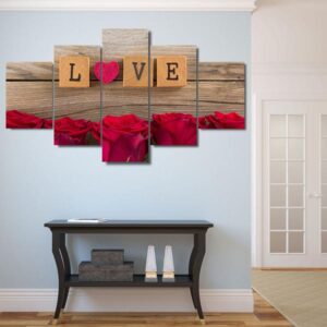 Love In Scrabble - Abstract 5 Panel Canvas Art Wall Decor