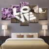 Love Letters With Flower - Abstract 5 Panel Canvas Art Wall Decor