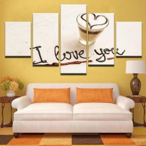 Love Macchiato - Abstract 5 Panel Canvas Art Wall Decor