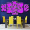 Love Purple Hearts - Abstract 5 Panel Canvas Art Wall Decor