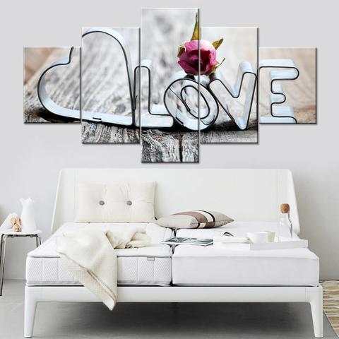 Love Romantic Rose - Abstract 5 Panel Canvas Art Wall Decor Love Romantic Rose - Abstract 5 Panel Canvas Art Wall Decor
