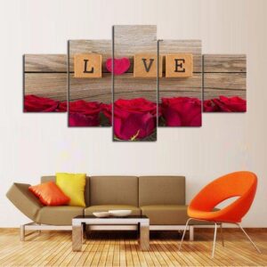 Love Rose - Abstract 5 Panel Canvas Art Wall Decor