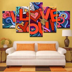 Love Street Style - Abstract 5 Panel Canvas Art Wall Decor