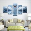Love Swan - Animal 5 Panel Canvas Art Wall Decor