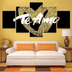 Love Te Amo - Abstract 5 Panel Canvas Art Wall Decor