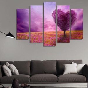 Love Tree - Abstract 5 Panel Canvas Art Wall Decor