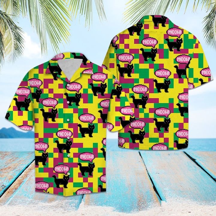 Lovely Black Cat Hawaiian Shirt Summer Button Up Lovely Black Cat Hawaiian Shirt Summer Button Up