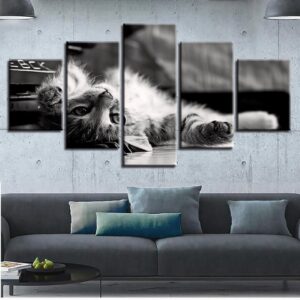 Lovely Cat 01 - Animal 5 Panel Canvas Art Wall Decor