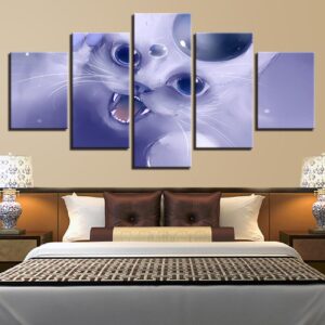Lovely Cat - Animal 5 Panel Canvas Art Wall Decor