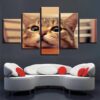 Lovely Cats 01 - Animal 5 Panel Canvas Art Wall Decor