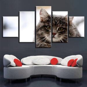 Lovely Cats 02 - Animal 5 Panel Canvas Art Wall Decor