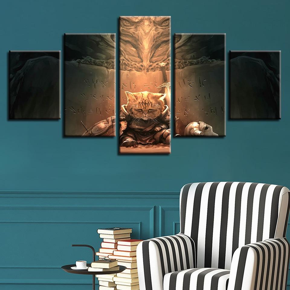 Lovely Cats 05 - Animal 5 Panel Canvas Art Wall Decor Lovely Cats 05 - Animal 5 Panel Canvas Art Wall Decor