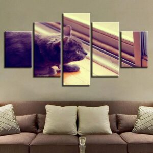 Lovely Cats 06 - Animal 5 Panel Canvas Art Wall Decor