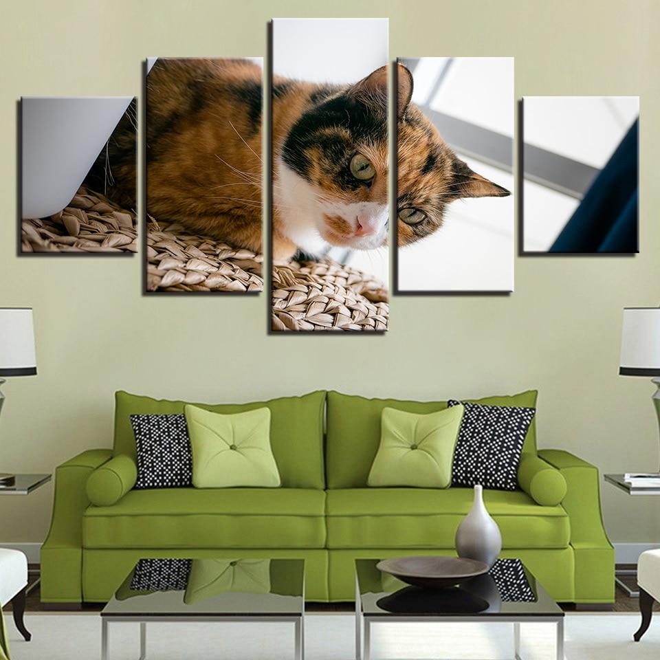 Lovely Cats 3 - Animal 5 Panel Canvas Art Wall Decor Lovely Cats 3 - Animal 5 Panel Canvas Art Wall Decor
