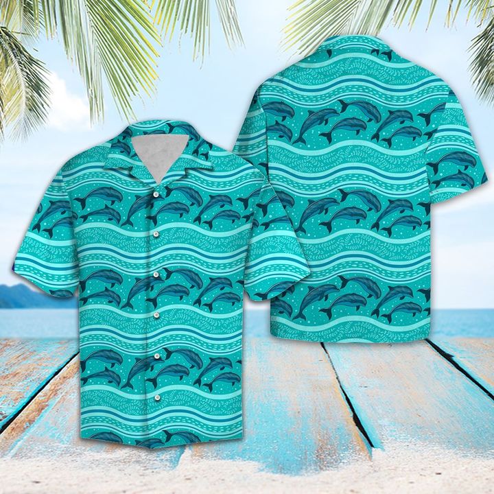 Lovely Dolphin Hawaiian Shirt Summer Button Up Lovely Dolphin Hawaiian Shirt Summer Button Up