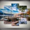Lovely Lakeside Scenery - Nature 5 Panel Canvas Art Wall Decor
