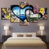 Lovers - Abstract 5 Panel Canvas Art Wall Decor