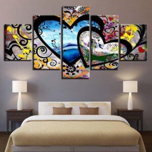 Lovers - Abstract 5 Panel Canvas Art Wall Decor