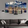 Lower Manhattan Skyline - Nature 5 Panel Canvas Art Wall Decor