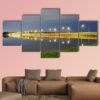 Lower Seletar Reservoir Surrounded By Green Grass And Lightings - Nature 5 Panel Canvas Art Wall Decor