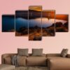 Lucky Peak Lake Dam At Sunset Ada County - Nature 5 Panel Canvas Art Wall Decor