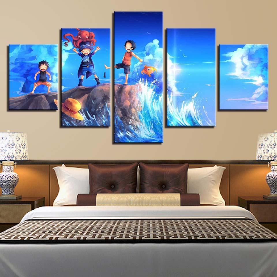 Luffy Sabo Ace - Anime 5 Panel Canvas Art Wall Decor Luffy Sabo Ace - Anime 5 Panel Canvas Art Wall Decor
