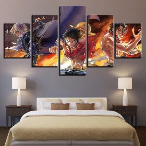 Luffy - Ace - Sabo One Piece - Anime 5 Panel Canvas Art Wall Decor