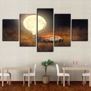Lunar Deer - Abstract Animal 5 Panel Canvas Art Wall Decor
