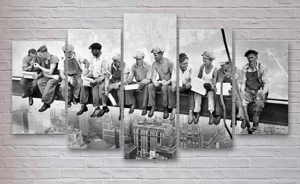 Lunch Atop A Skyscraper Life - 5 Panel Canvas Art Wall Decor Lunch Atop A Skyscraper Life - 5 Panel Canvas Art Wall Decor