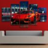 Luxury Red Lamborghini - Automative 5 Panel Canvas Art Wall Decor