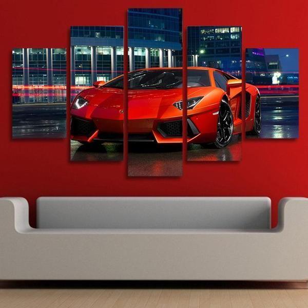 Luxury Red Lamborghini - Automative 5 Panel Canvas Art Wall Decor Luxury Red Lamborghini - Automative 5 Panel Canvas Art Wall Decor