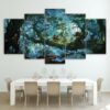 Magic Forest Night Trees Fantasy Forest Trees - Nature 5 Panel Canvas Art Wall Decor